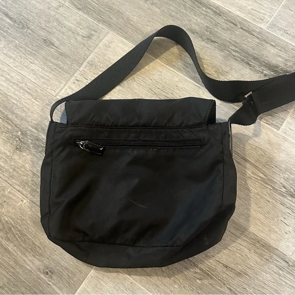 Vintage 90's Prada Vela Nylon Double Buckle Black Messenger Crossbody Bag Rare - Picture 7 of 9